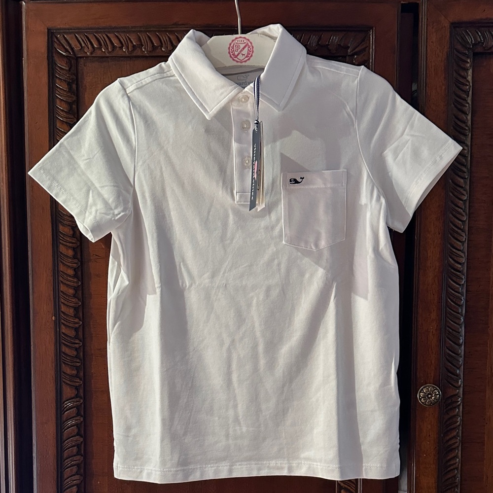 Vineyard vines Boys Jersey Polo White Polo Shirt size XL( 18), new with tag